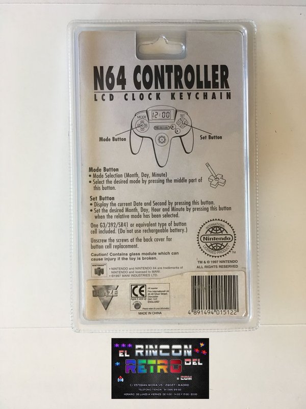 N64 CONTROLLER LCD CLOCK KEYCHAIN AMARILLO LLAVERO